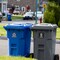 Avery Recycle and Trash Stickers, Blue and Black Recycle and Trash Signs for Bins, Containers, Trash Cans and Walls, Waterproof, UV Resistant, Preprinted, 4" x 4", 8 Total
